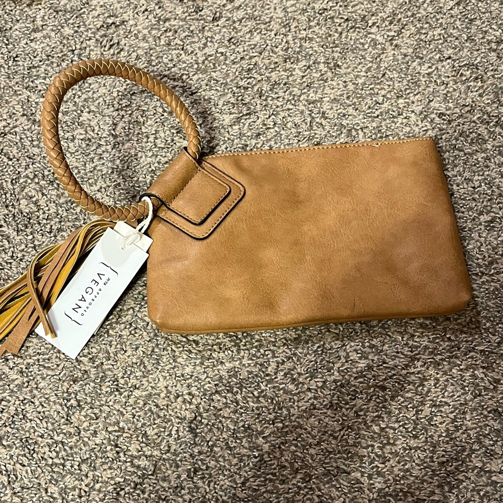Metro Muse tan clutch purse vegan